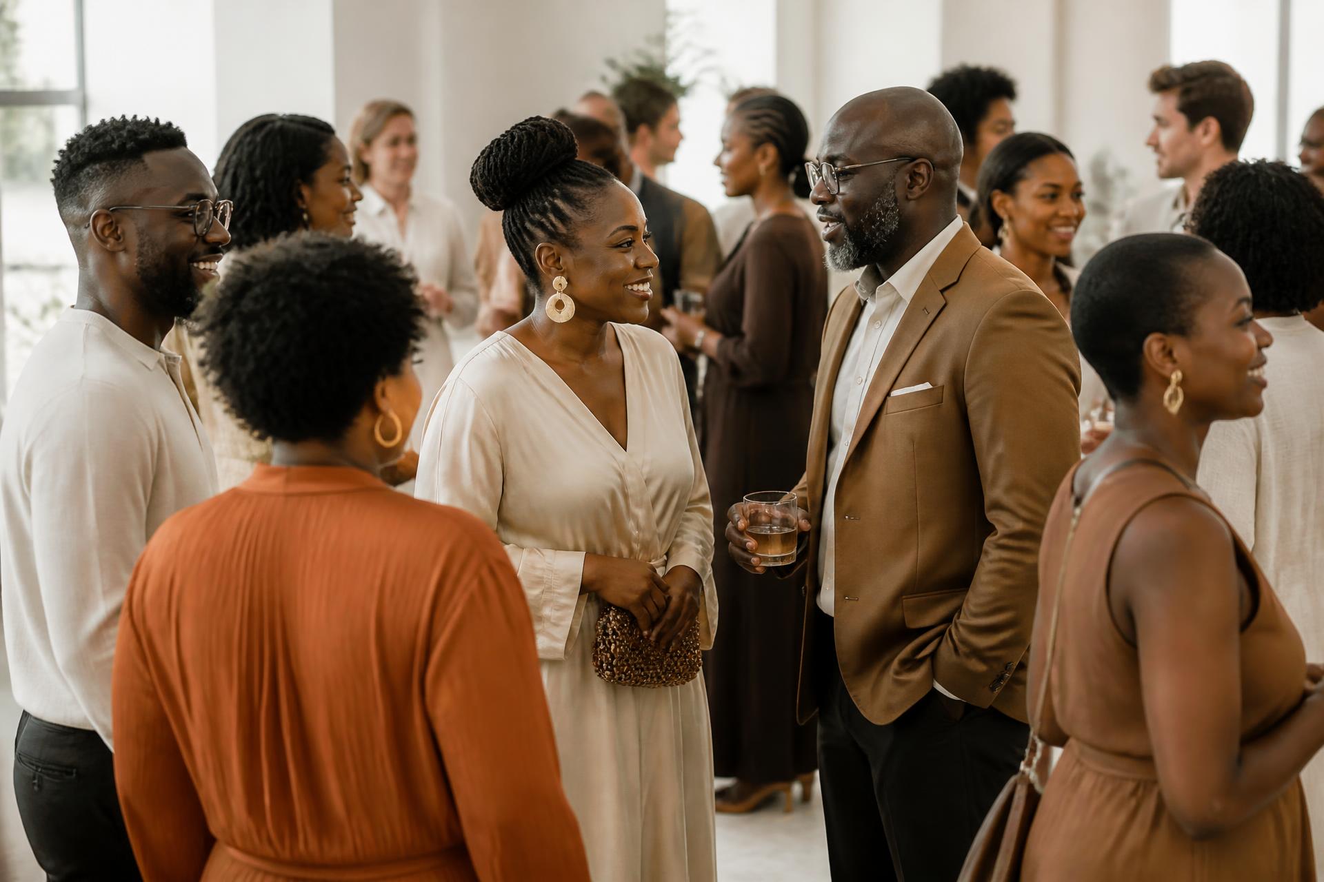 Célibataires afro-descendants et membres de différentes origines échangeant dans un cadre lumineux